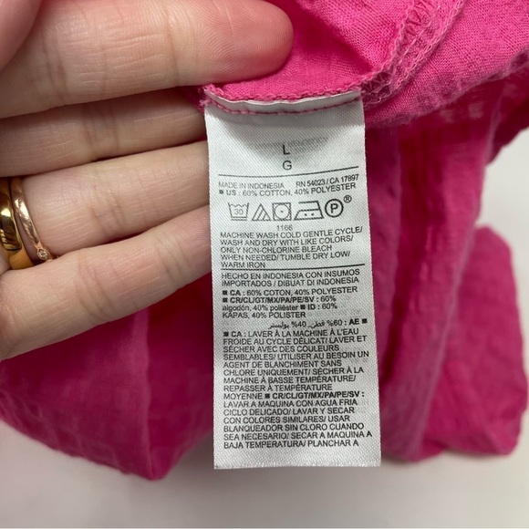 Old Navy Pink Trance Tiered Seersucker Long-Sleeve Swing Top Large - Picture 8 of 9